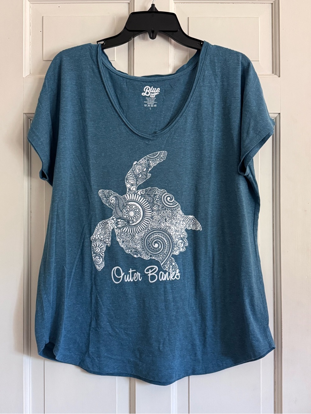 Blue Turtle Graphic V-Neck Tee - Outer Banks